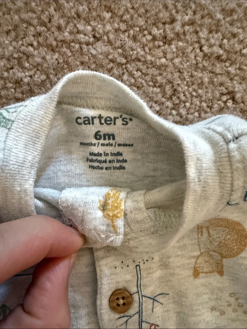 Carter's Set - Beige Forest Print Top with Mustard Pants Kids